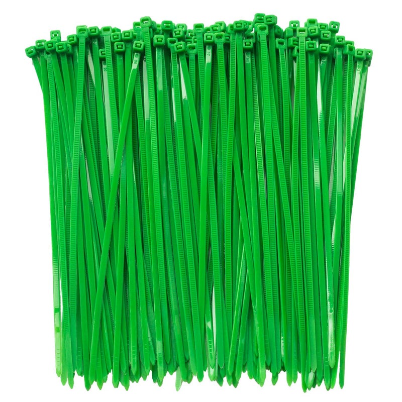 MILEKE 8 Inch Clear Zip Ties (Tying Length 6.7""), 300Pcs Nylon Cable Ties,Heavy Duty Cord Strap Green - Image 1